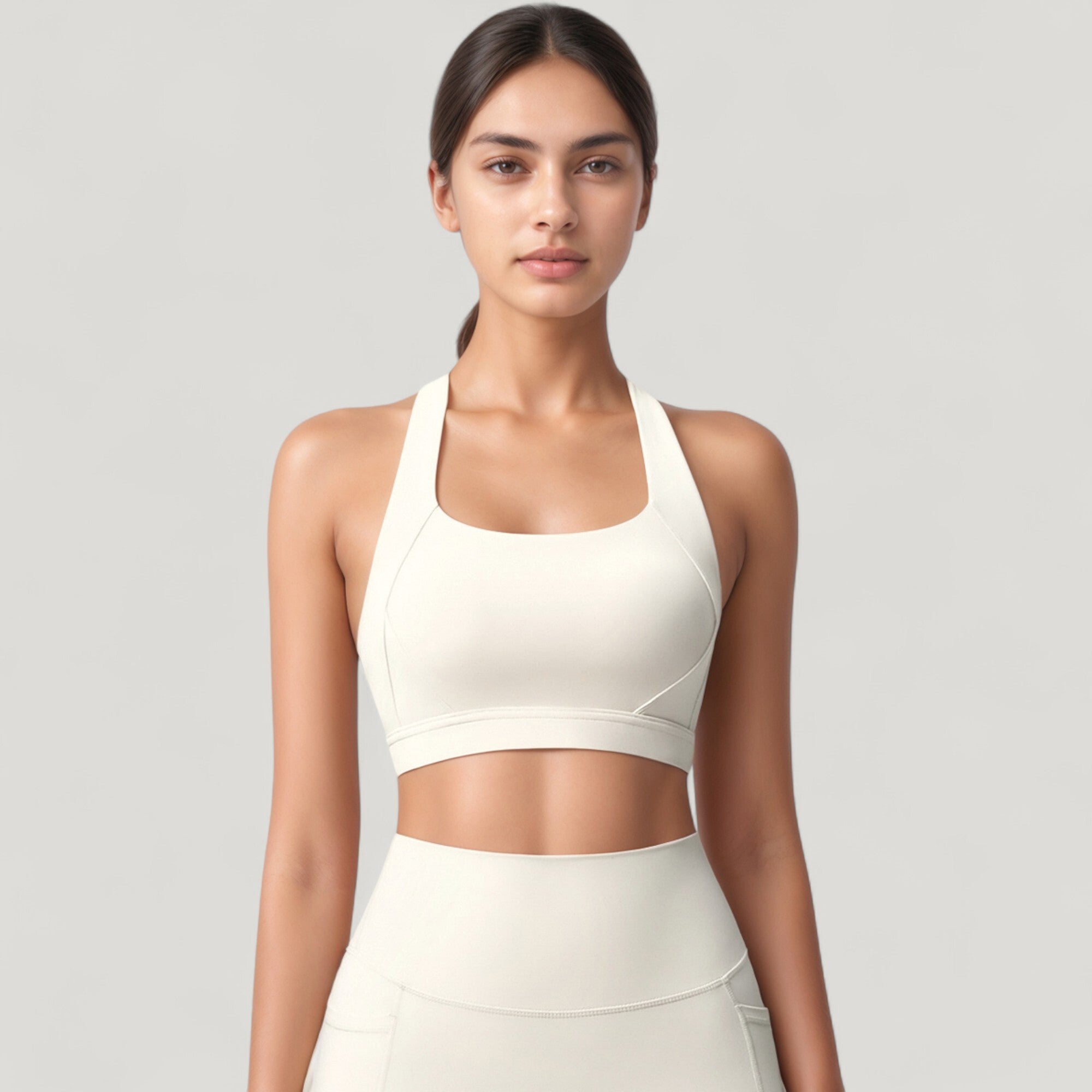 Anna-Kaci Active Women's Scoop Neck Seamless Athletic Crop Top with Wide Shoulder Straps