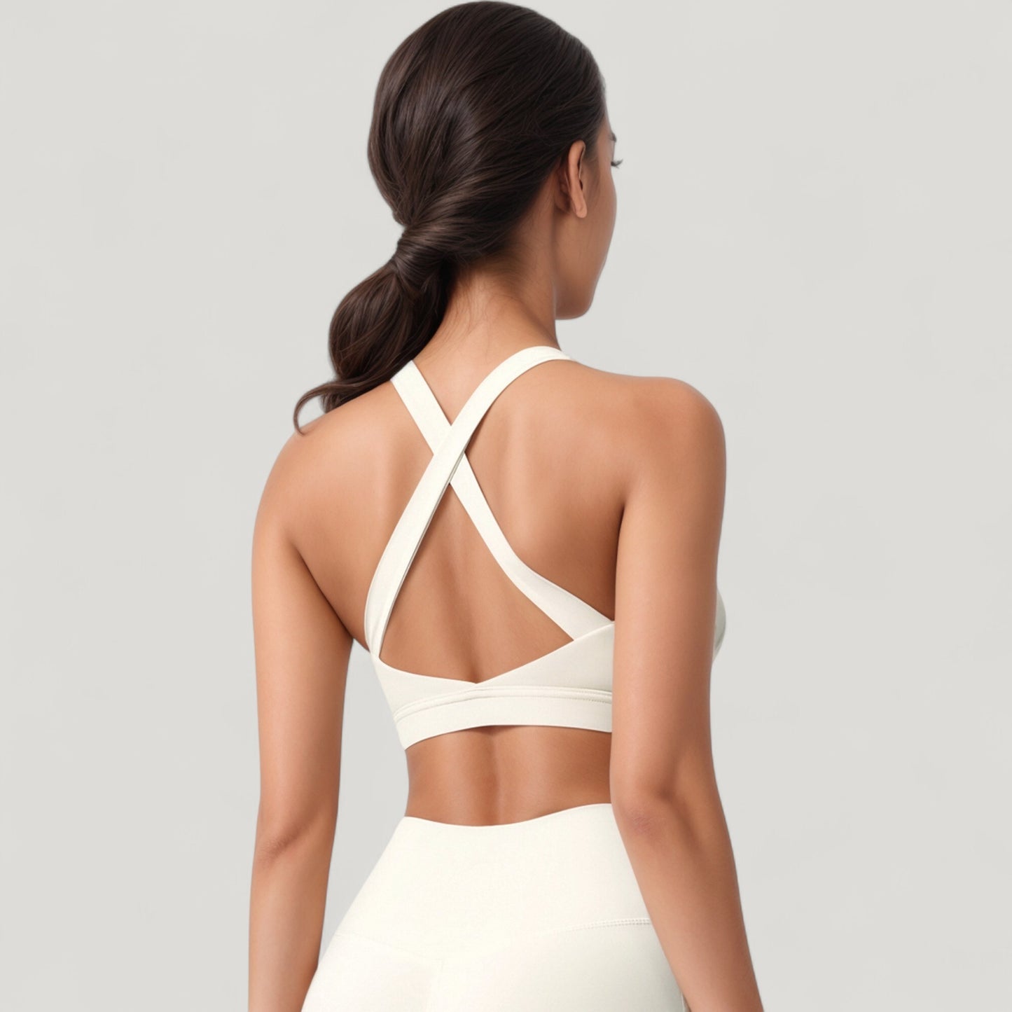 Anna-Kaci Active Women's Scoop Neck Seamless Athletic Crop Top with Wide Shoulder Straps