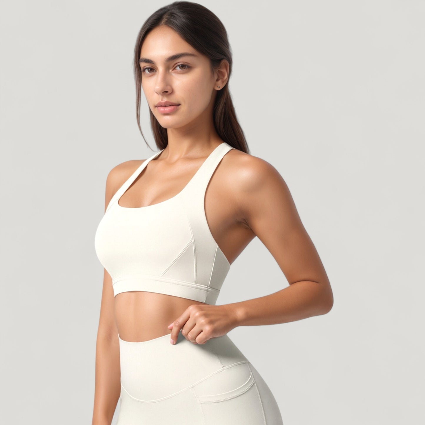 Anna-Kaci Active Women's Scoop Neck Seamless Athletic Crop Top with Wide Shoulder Straps