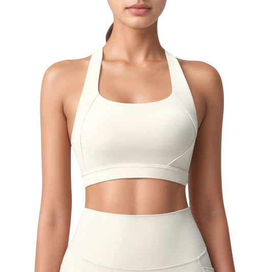 Anna-Kaci Active Women's Scoop Neck Seamless Athletic Crop Top with Wide Shoulder Straps