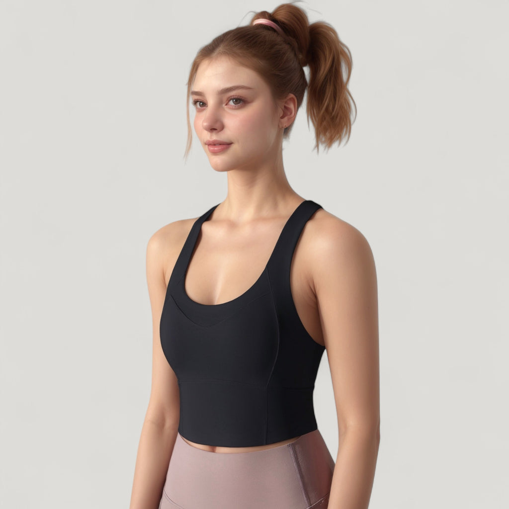 Anna-Kaci Active Women's Athletic Crop Tank Top with Cross Back Straps and Scoop Neckline