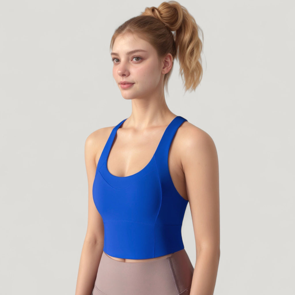 Anna-Kaci Active Women's Athletic Crop Tank Top with Cross Back Straps and Scoop Neckline