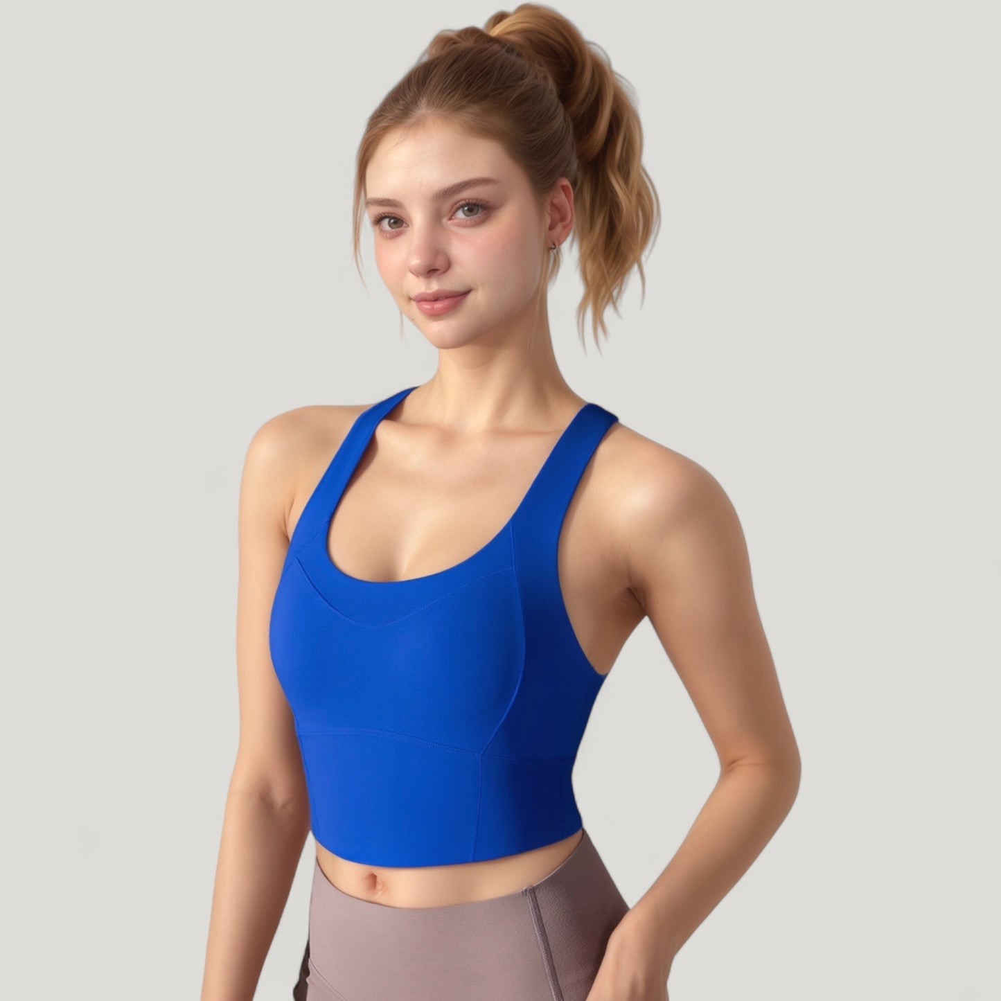 Anna-Kaci Active Women's Athletic Crop Tank Top with Cross Back Straps and Scoop Neckline