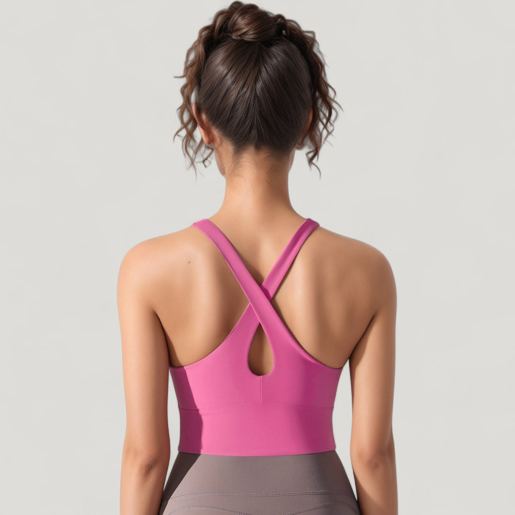 Anna-Kaci Active Women's Athletic Crop Tank Top with Cross Back Straps and Scoop Neckline