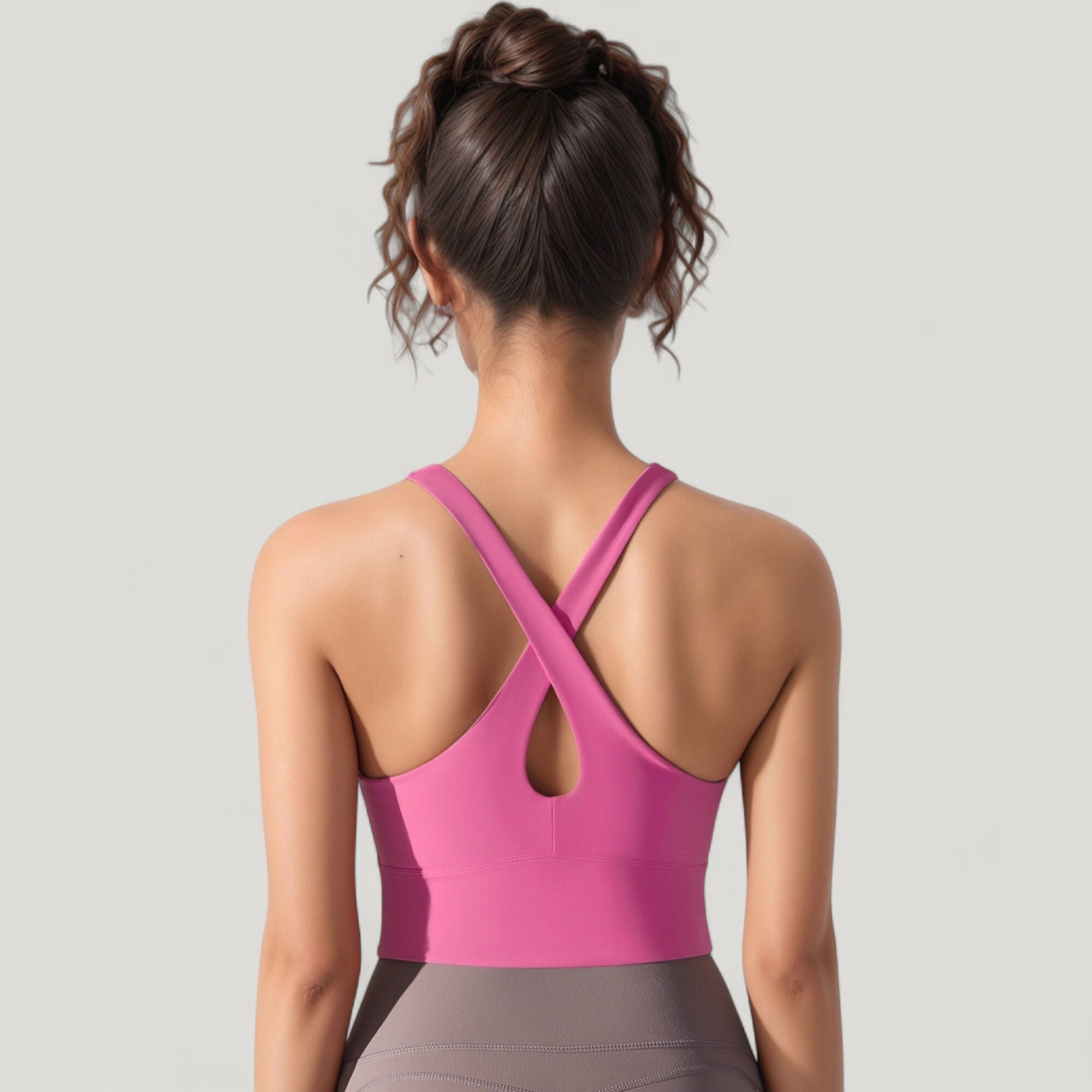 Anna-Kaci Active Women's Athletic Crop Tank Top with Cross Back Straps and Scoop Neckline