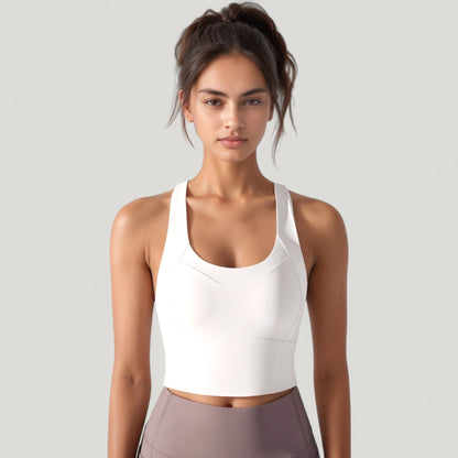 Anna-Kaci Active Women's Athletic Crop Tank Top with Cross Back Straps and Scoop Neckline