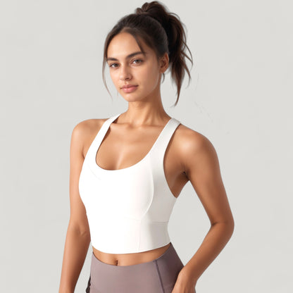 Anna-Kaci Active Women's Athletic Crop Tank Top with Cross Back Straps and Scoop Neckline