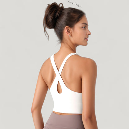 Anna-Kaci Active Women's Athletic Crop Tank Top with Cross Back Straps and Scoop Neckline