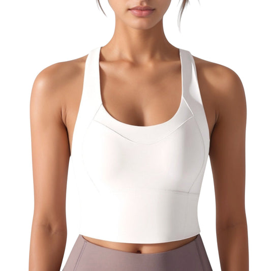 Anna-Kaci Active Women's Athletic Crop Tank Top with Cross Back Straps and Scoop Neckline