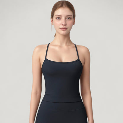 Anna-Kaci Active Women's Strappy Back Slim Fit Athletic Tank Top with Built-In Shelf Bra