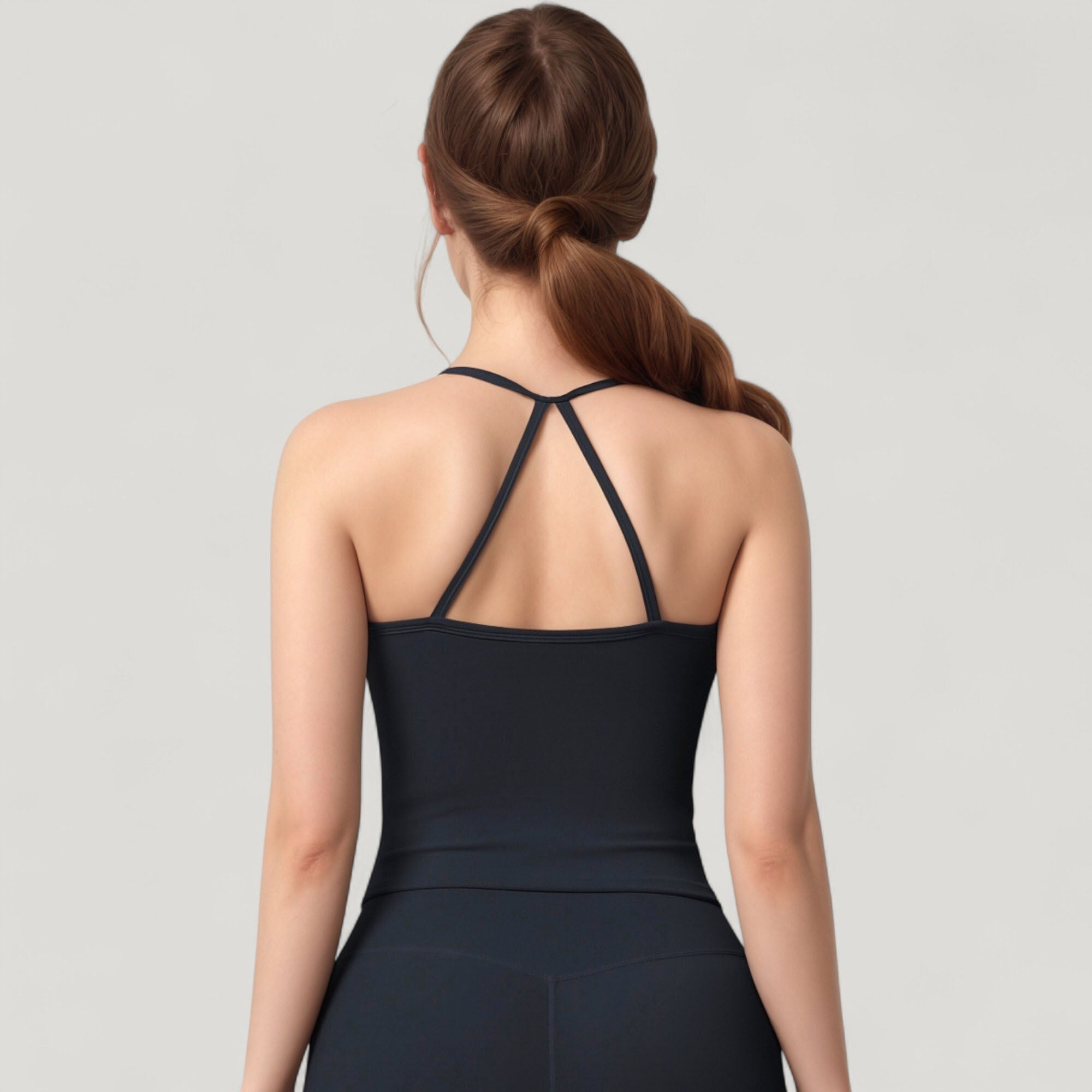 Anna-Kaci Active Women's Strappy Back Slim Fit Athletic Tank Top with Built-In Shelf Bra