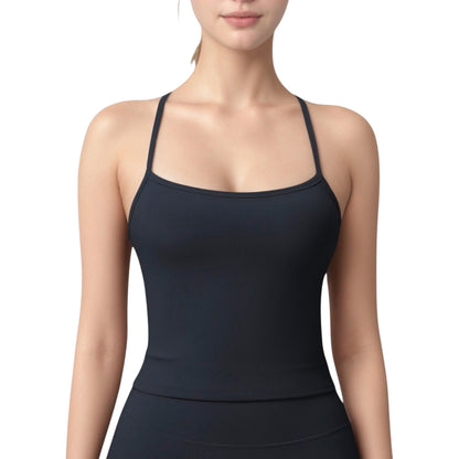 Anna-Kaci Active Women's Strappy Back Slim Fit Athletic Tank Top with Built-In Shelf Bra