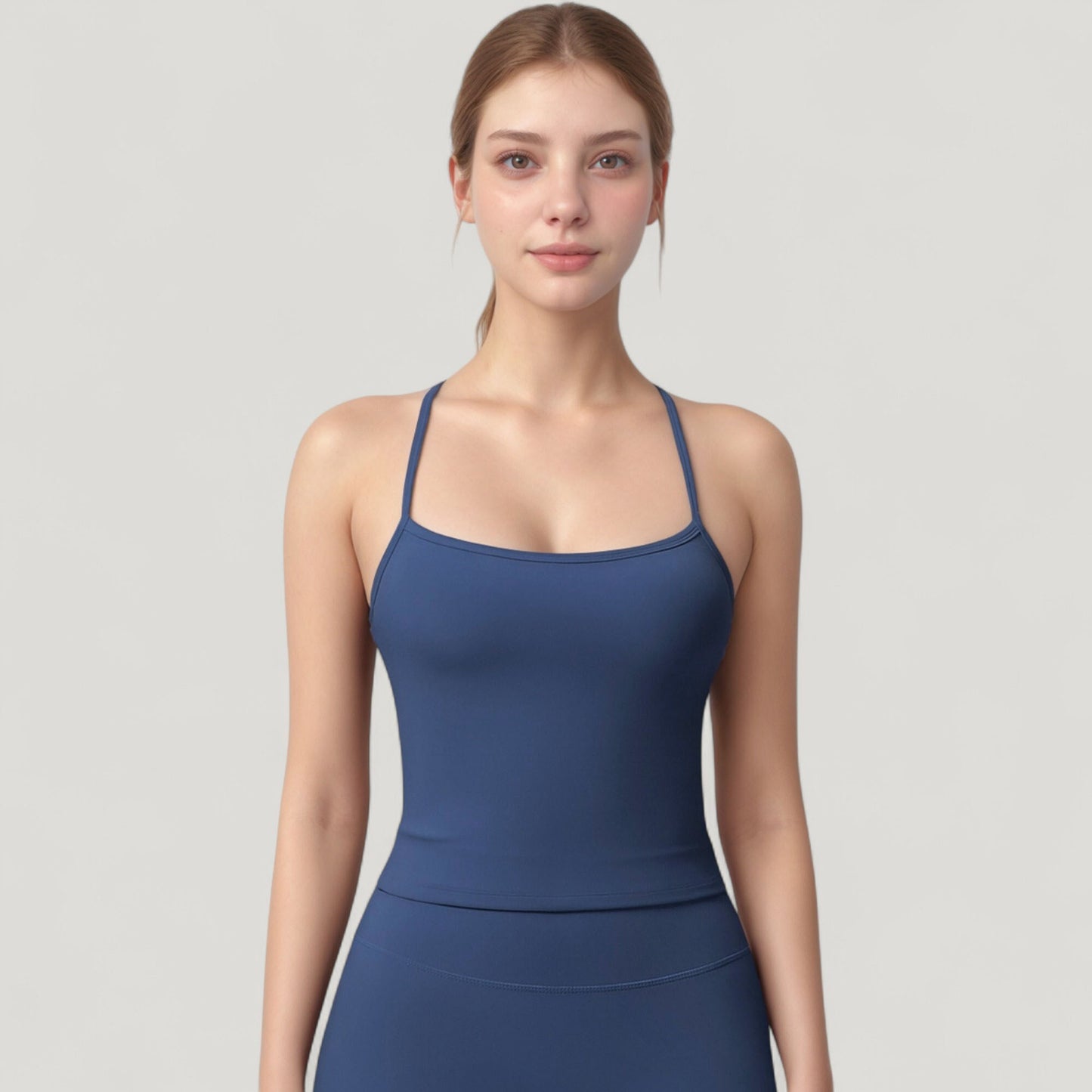 Anna-Kaci Active Women's Strappy Back Slim Fit Athletic Tank Top with Built-In Shelf Bra