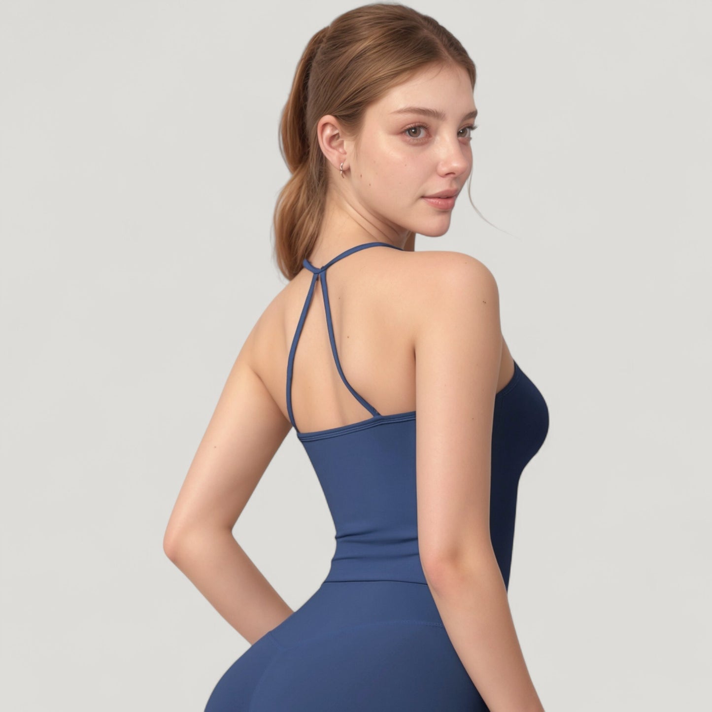 Anna-Kaci Active Women's Strappy Back Slim Fit Athletic Tank Top with Built-In Shelf Bra