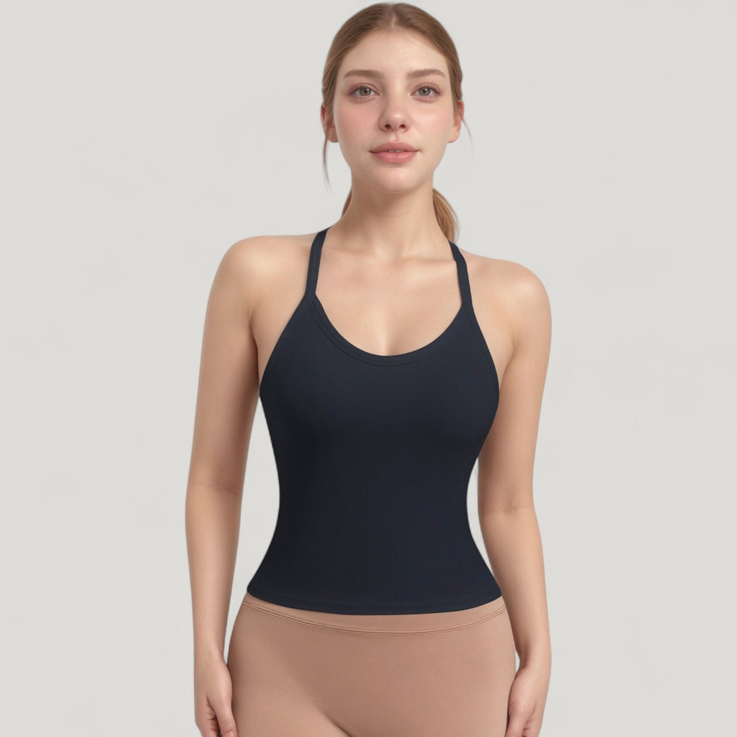 Anna-Kaci Active Women's Strappy Crisscross Back Athletic Tank Top with Built-In Shelf Bra