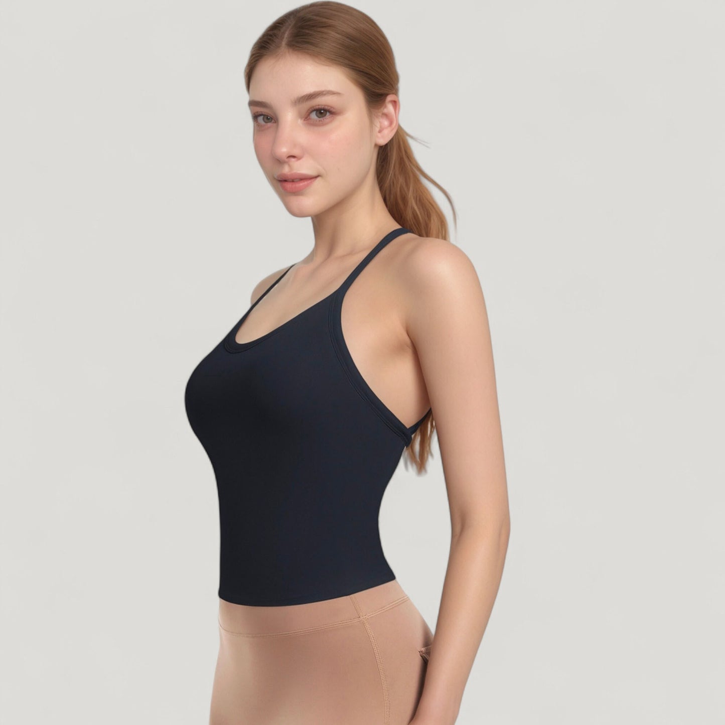 Anna-Kaci Active Women's Strappy Crisscross Back Athletic Tank Top with Built-In Shelf Bra
