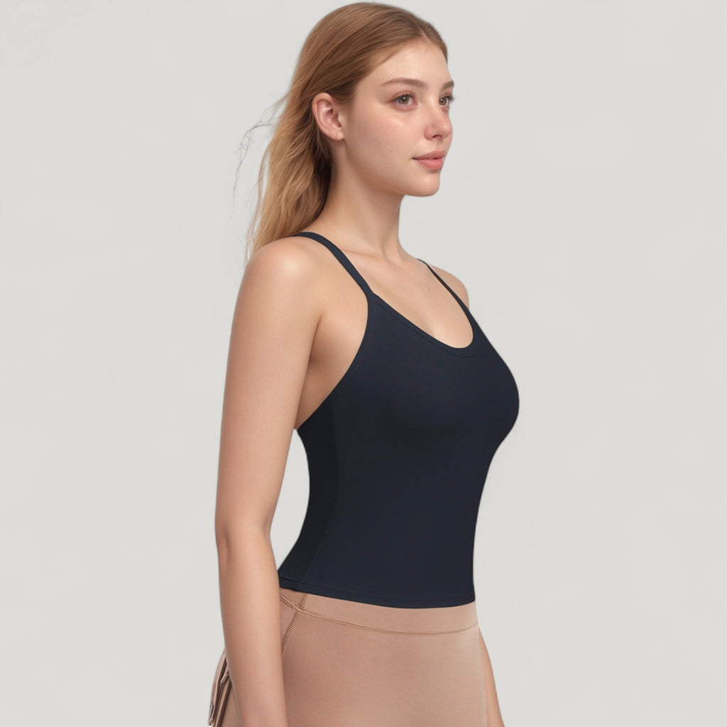 Anna-Kaci Active Women's Strappy Crisscross Back Athletic Tank Top with Built-In Shelf Bra