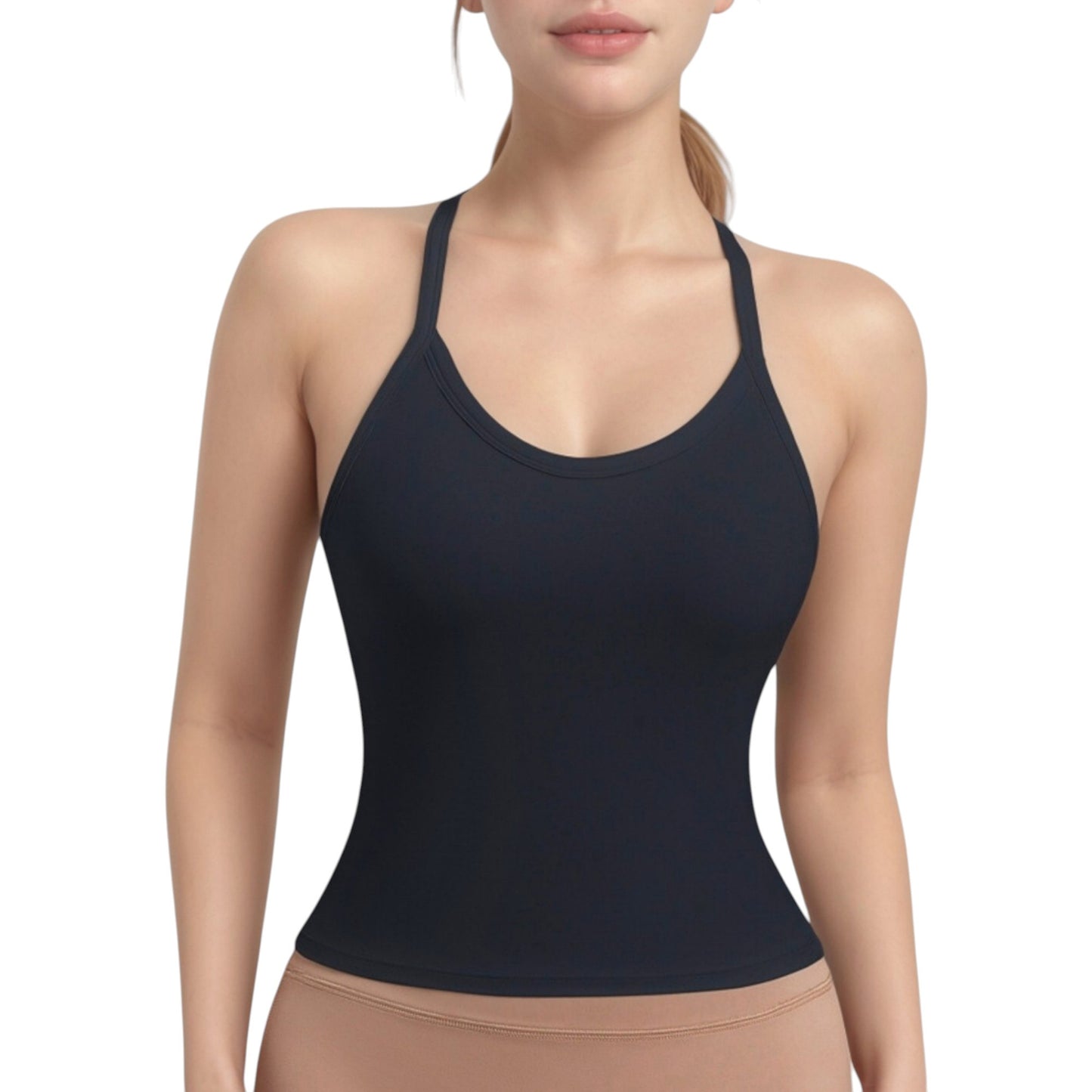 Anna-Kaci Active Women's Strappy Crisscross Back Athletic Tank Top with Built-In Shelf Bra