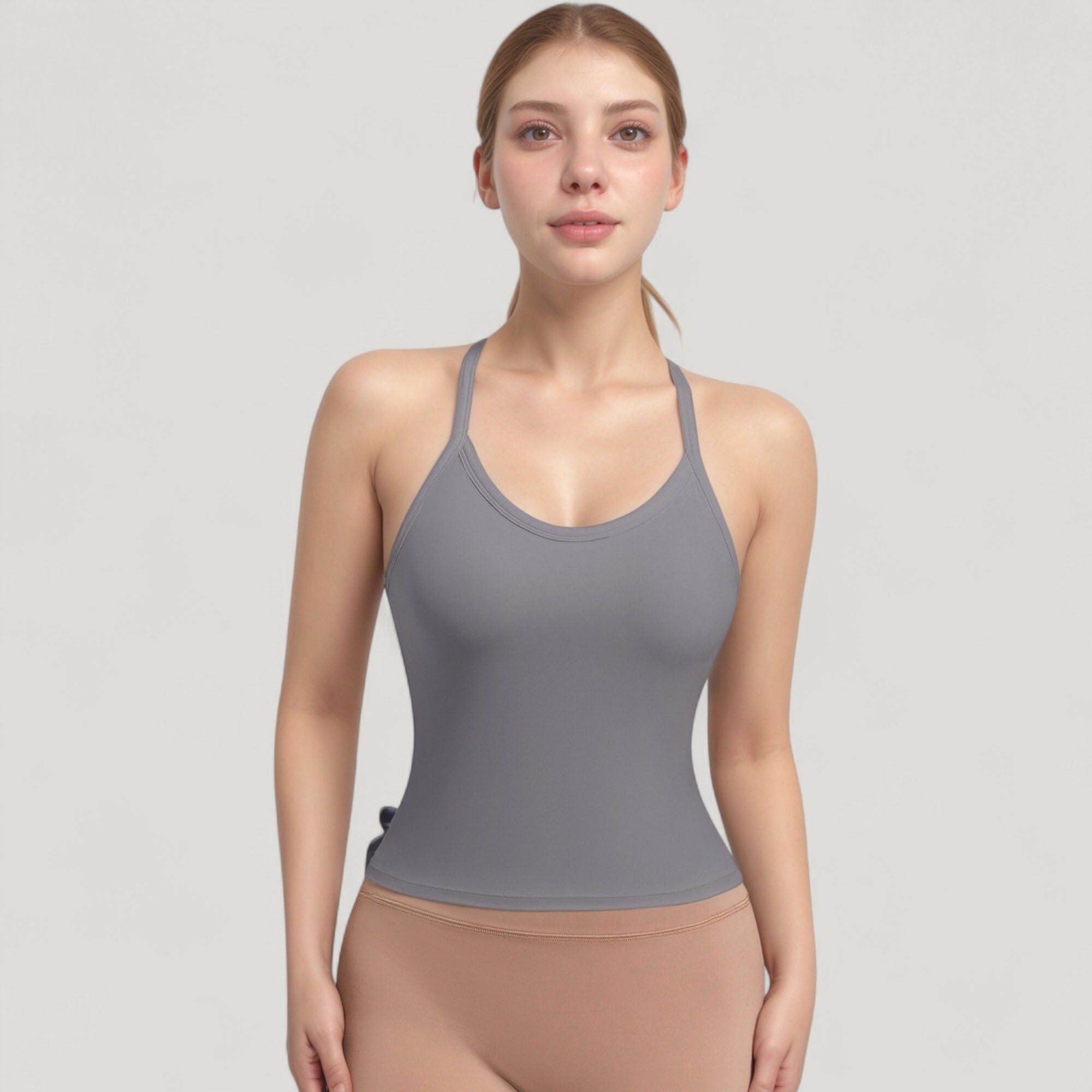 Anna-Kaci Active Women's Strappy Crisscross Back Athletic Tank Top with Built-In Shelf Bra