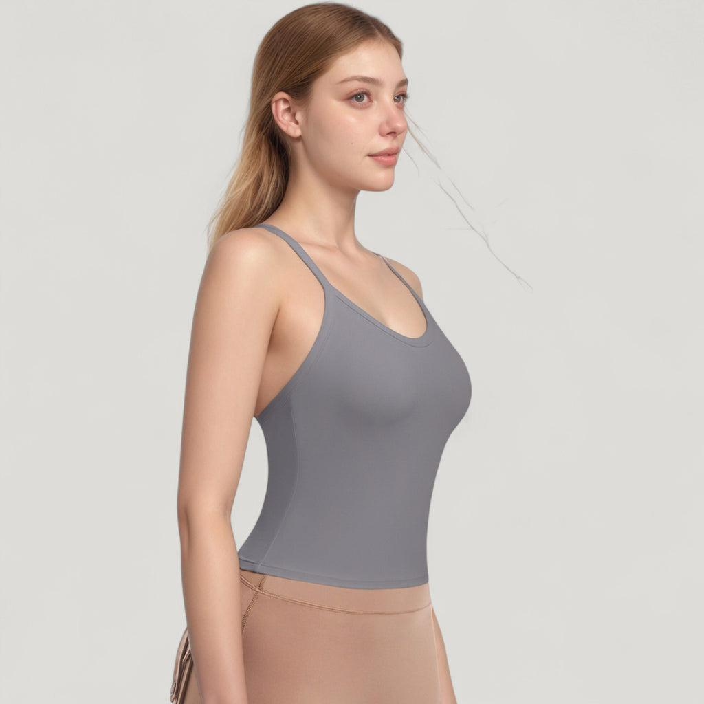 Anna-Kaci Active Women's Strappy Crisscross Back Athletic Tank Top with Built-In Shelf Bra