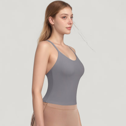 Anna-Kaci Active Women's Strappy Crisscross Back Athletic Tank Top with Built-In Shelf Bra