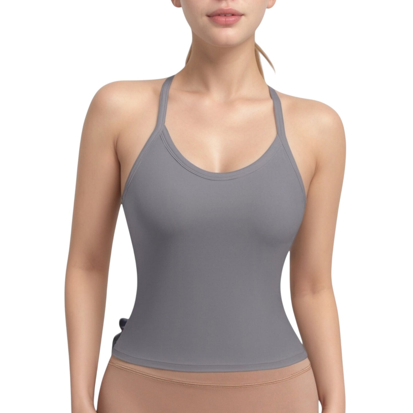 Anna-Kaci Active Women's Strappy Crisscross Back Athletic Tank Top with Built-In Shelf Bra