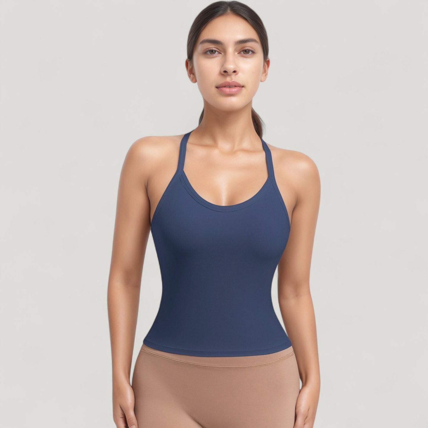 Anna-Kaci Active Women's Strappy Crisscross Back Athletic Tank Top with Built-In Shelf Bra