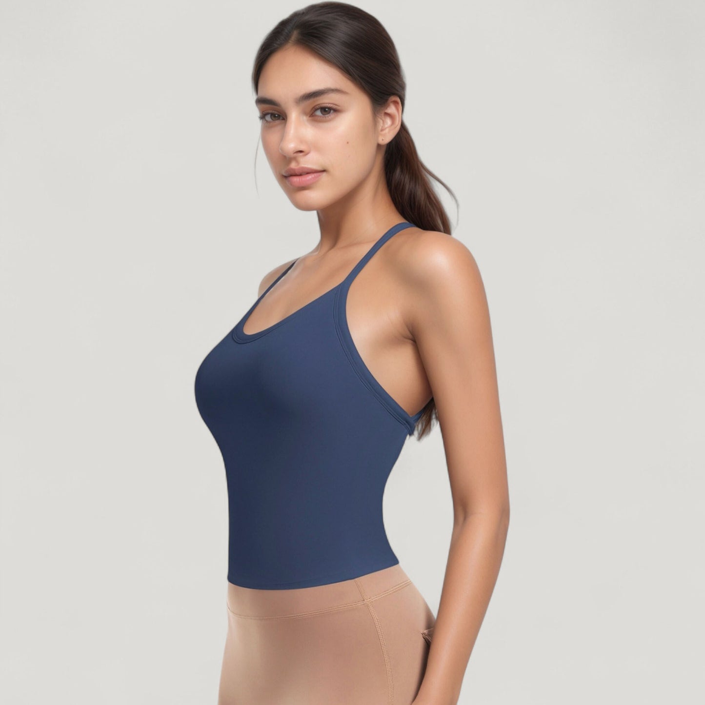 Anna-Kaci Active Women's Strappy Crisscross Back Athletic Tank Top with Built-In Shelf Bra