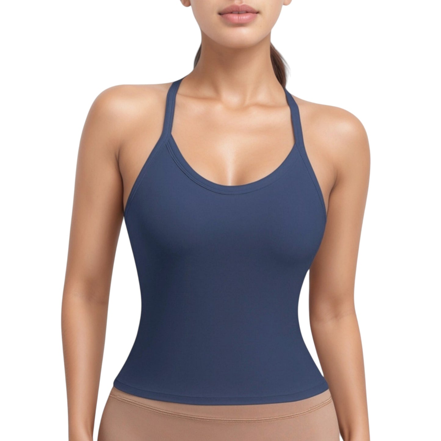 Anna-Kaci Active Women's Strappy Crisscross Back Athletic Tank Top with Built-In Shelf Bra