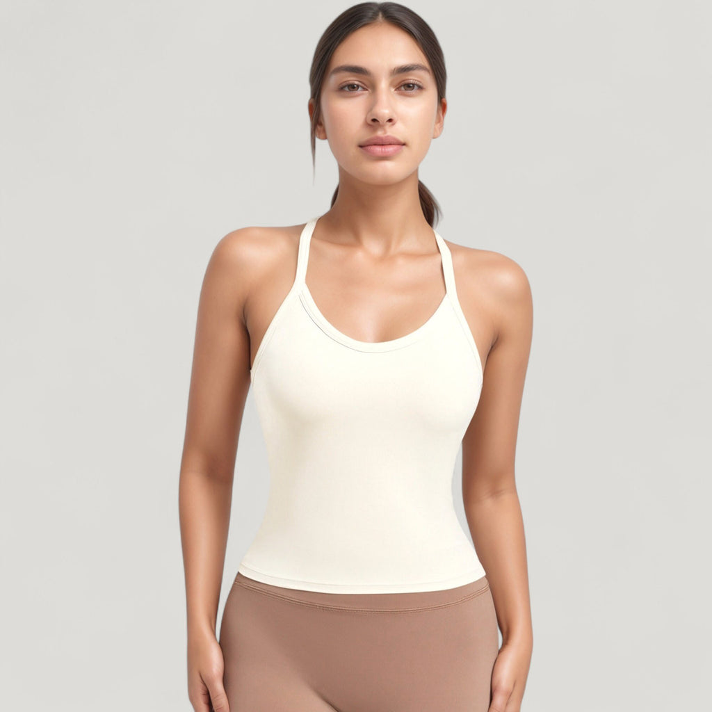 Anna-Kaci Active Women's Strappy Crisscross Back Athletic Tank Top with Built-In Shelf Bra