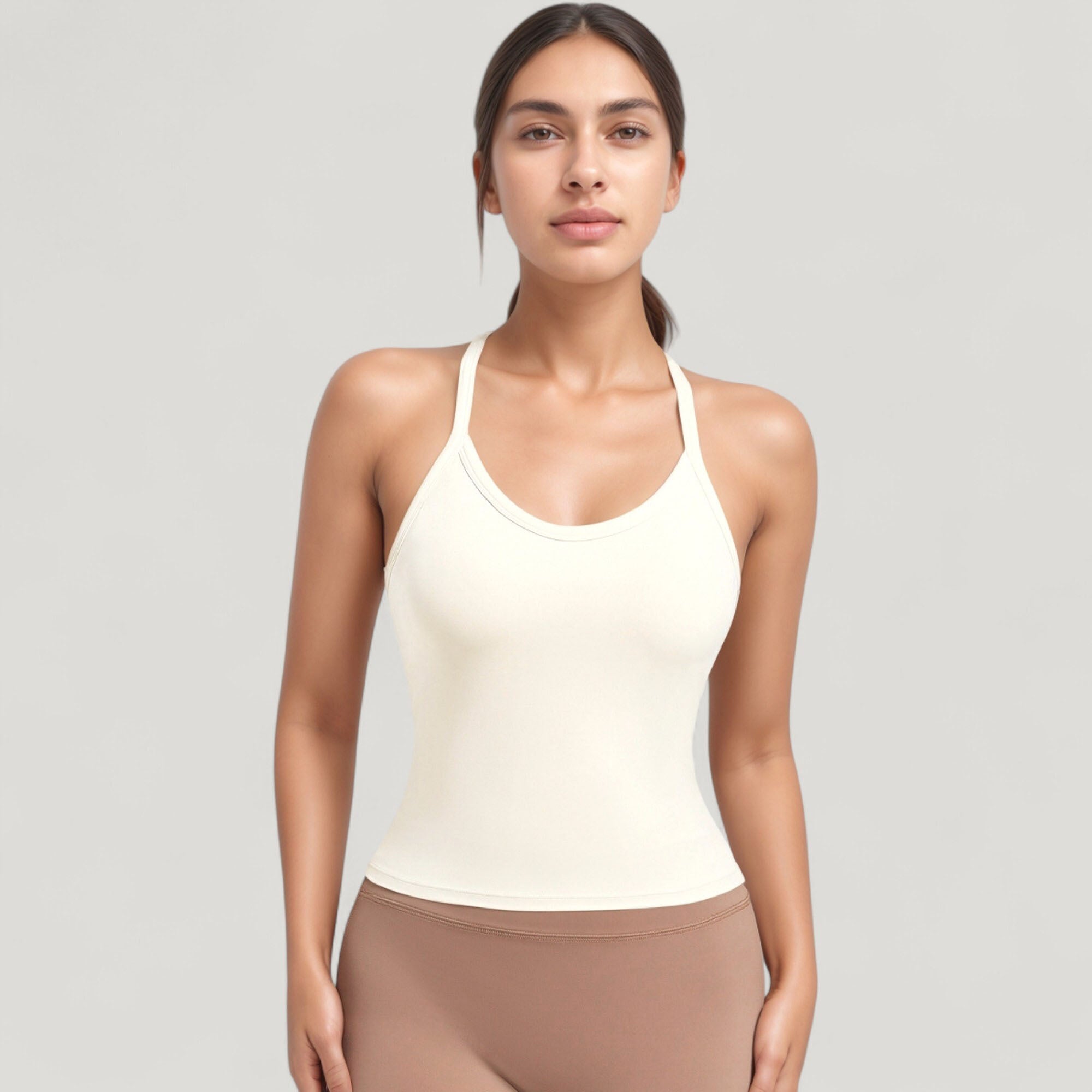 Anna-Kaci Active Women's Strappy Crisscross Back Athletic Tank Top with Built-In Shelf Bra