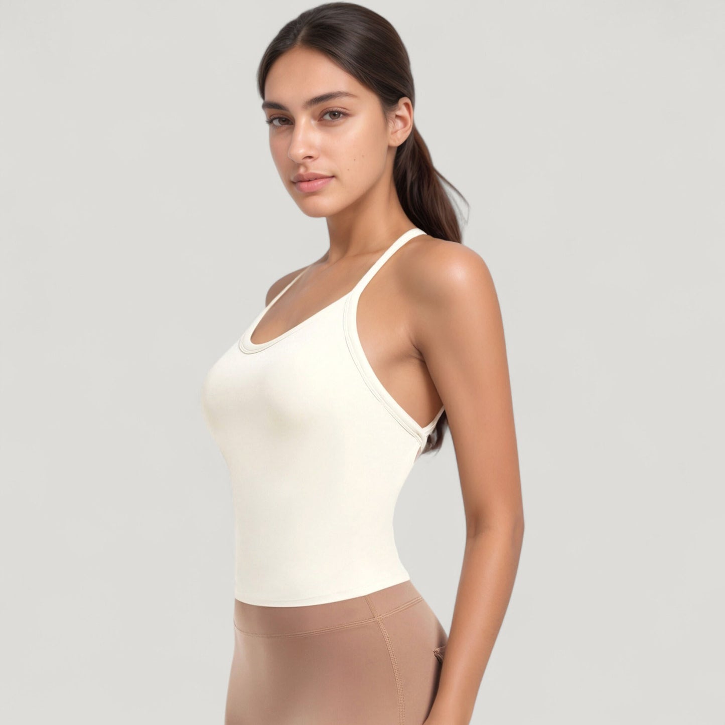 Anna-Kaci Active Women's Strappy Crisscross Back Athletic Tank Top with Built-In Shelf Bra