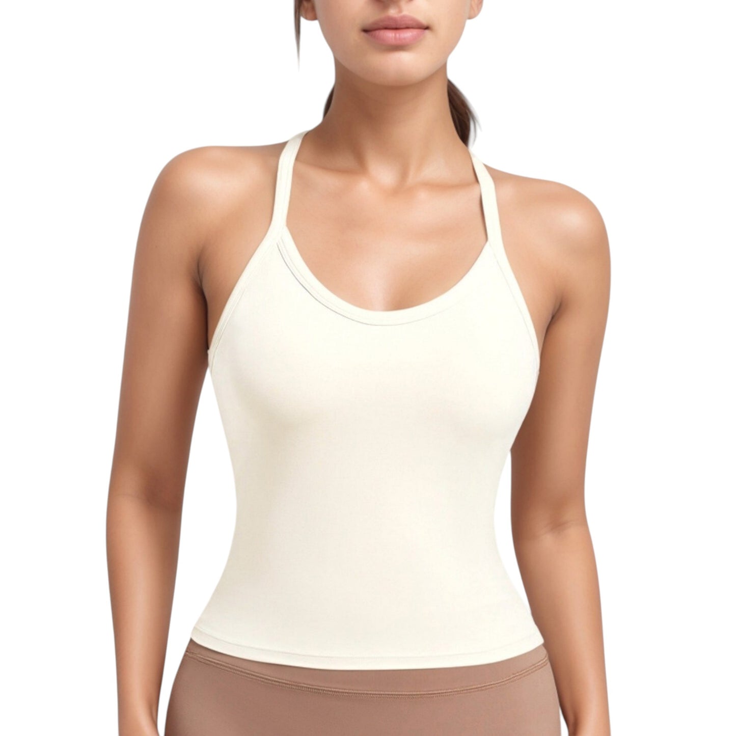 Anna-Kaci Active Women's Strappy Crisscross Back Athletic Tank Top with Built-In Shelf Bra