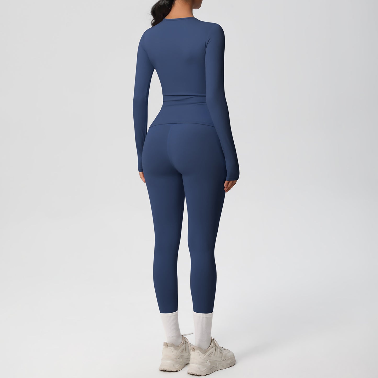 Anna-Kaci Active Women's Long Sleeve Crew Neck Top and High Waist Leggings Set with Slim Fit Design