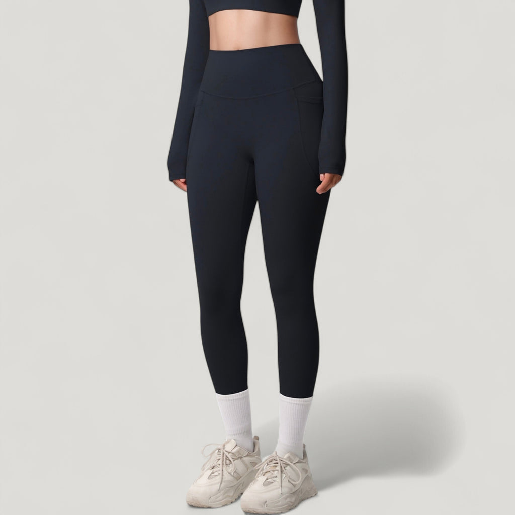 Anna-Kaci Active Women's High Waist Full Length Leggings with Side Pockets and Wide Waistband