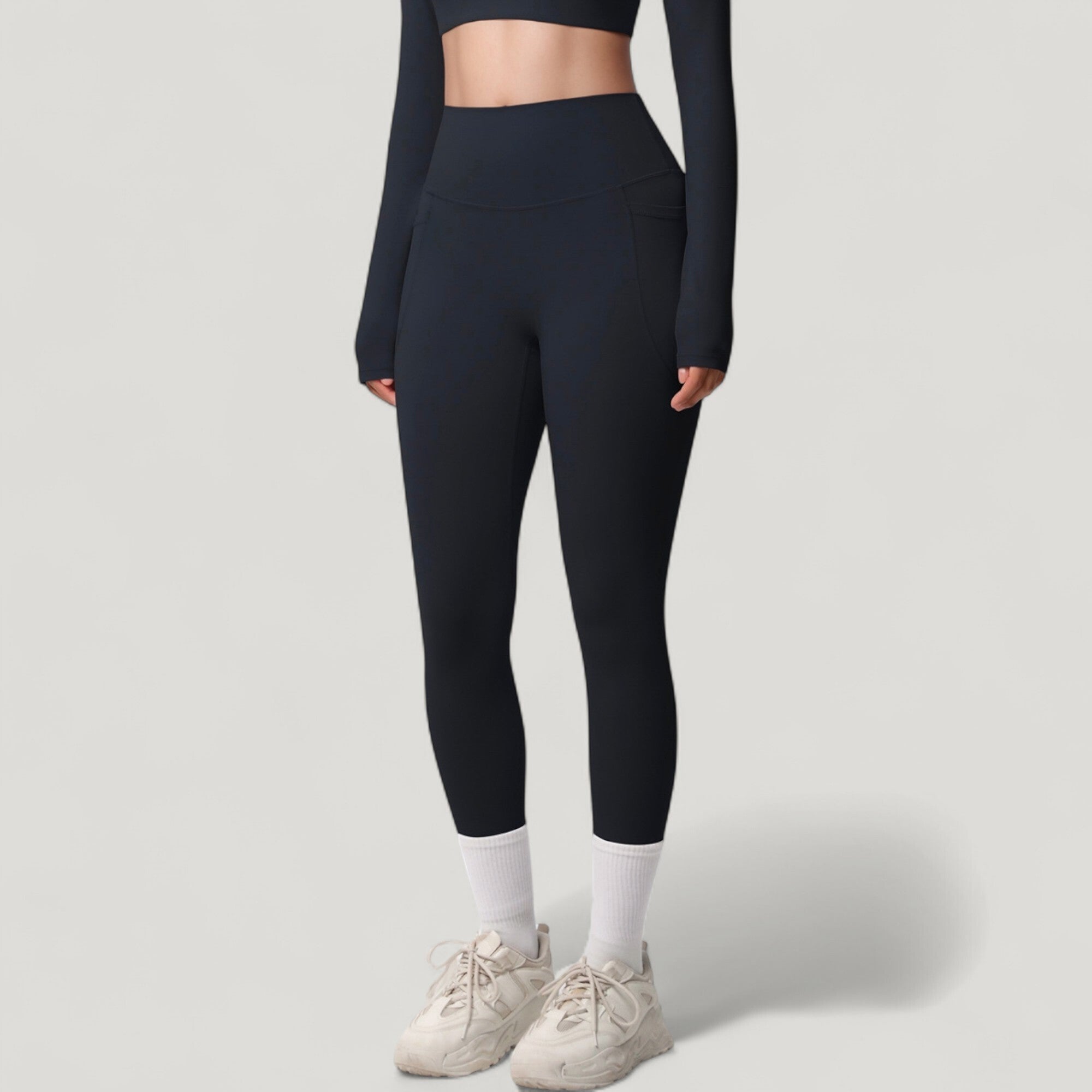 Anna-Kaci Active Women's High Waist Full Length Leggings with Side Pockets and Wide Waistband