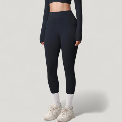 Anna-Kaci Active Women's High Waist Full Length Leggings with Side Pockets and Wide Waistband