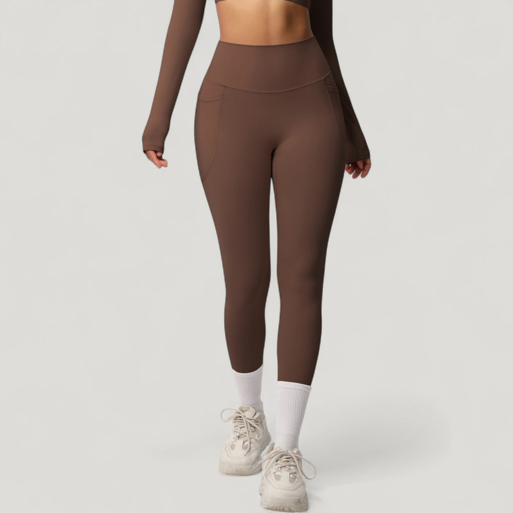 Anna-Kaci Active Women's High Waist Full Length Leggings with Side Pockets and Wide Waistband
