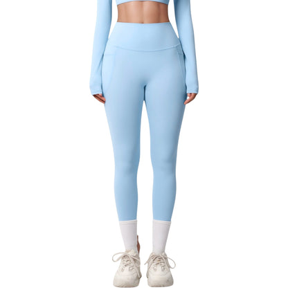 Anna-Kaci Active Women's High Waist Full Length Leggings with Side Pockets and Wide Waistband