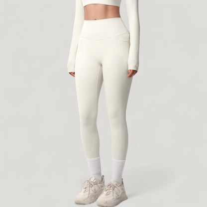 Anna-Kaci Active Women's High Waist Full Length Leggings with Side Pockets and Wide Waistband