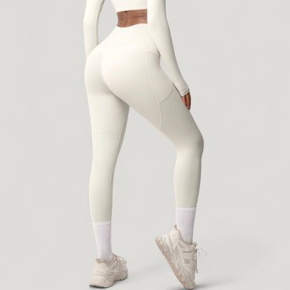 Anna-Kaci Active Women's High Waist Full Length Leggings with Side Pockets and Wide Waistband
