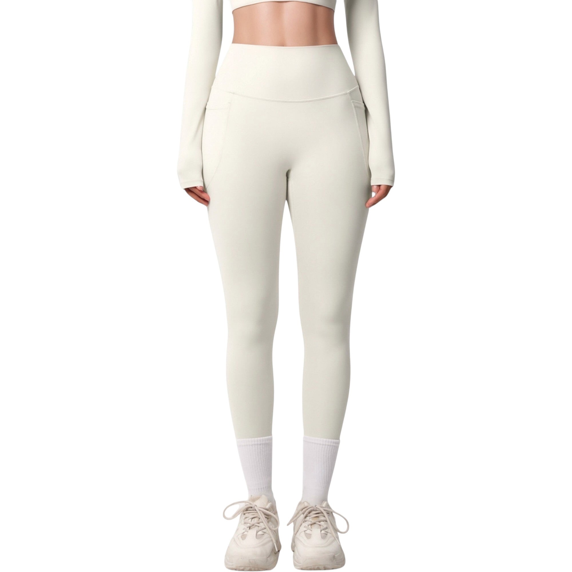 Anna-Kaci Active Women's High Waist Full Length Leggings with Side Pockets and Wide Waistband