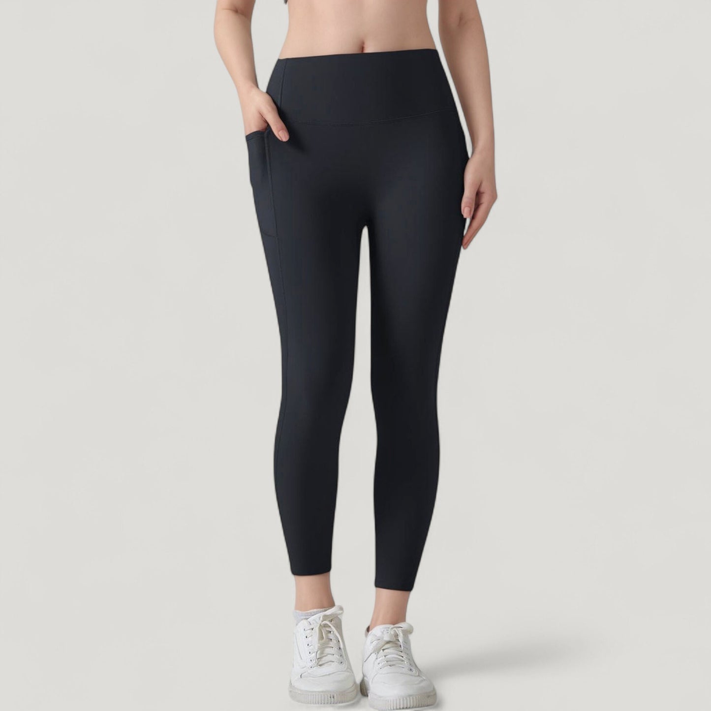Anna-Kaci Active Women's High Waist Leggings with Side Pockets and Seamless Fitted Design for Active and Casual Wear