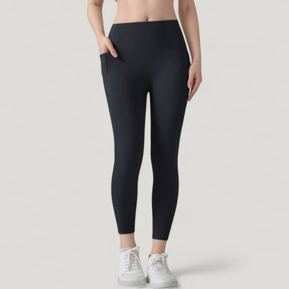Anna-Kaci Active Women's High Waist Leggings with Side Pockets and Seamless Fitted Design for Active and Casual Wear