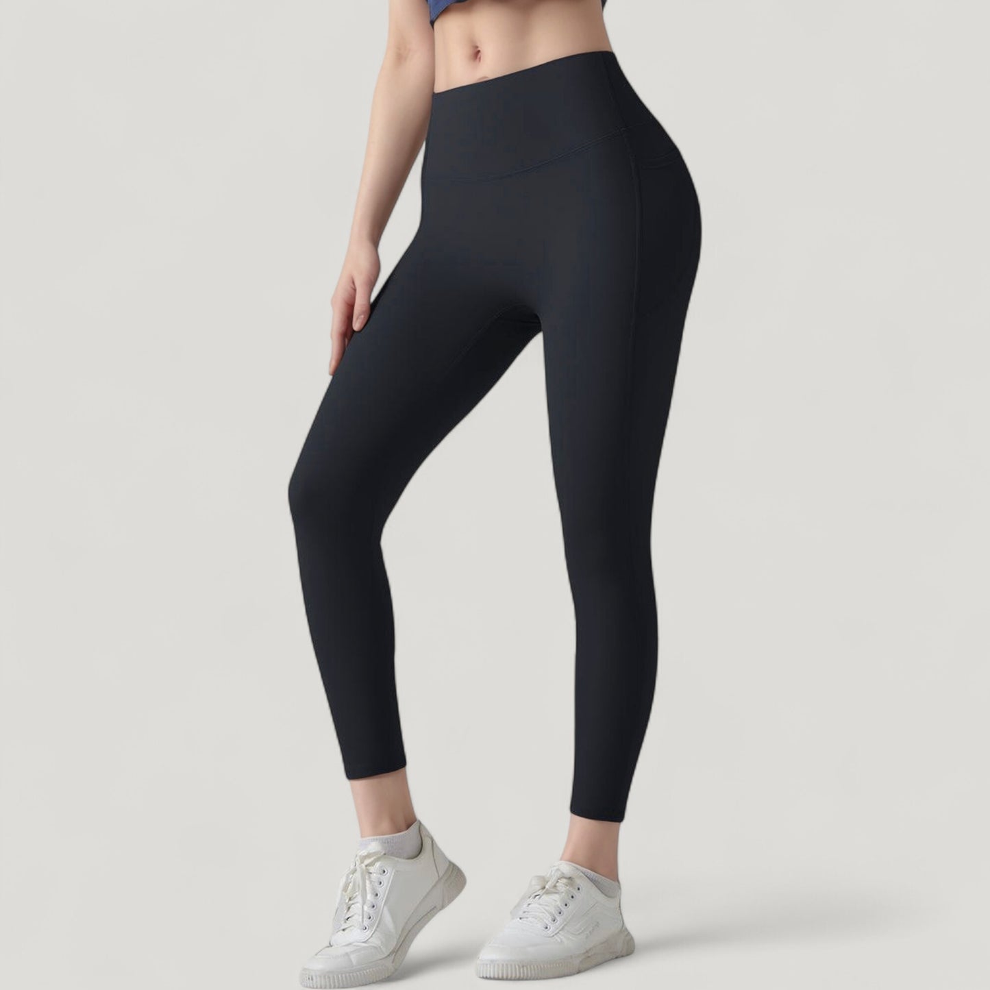 Anna-Kaci Active Women's High Waist Leggings with Side Pockets and Seamless Fitted Design for Active and Casual Wear