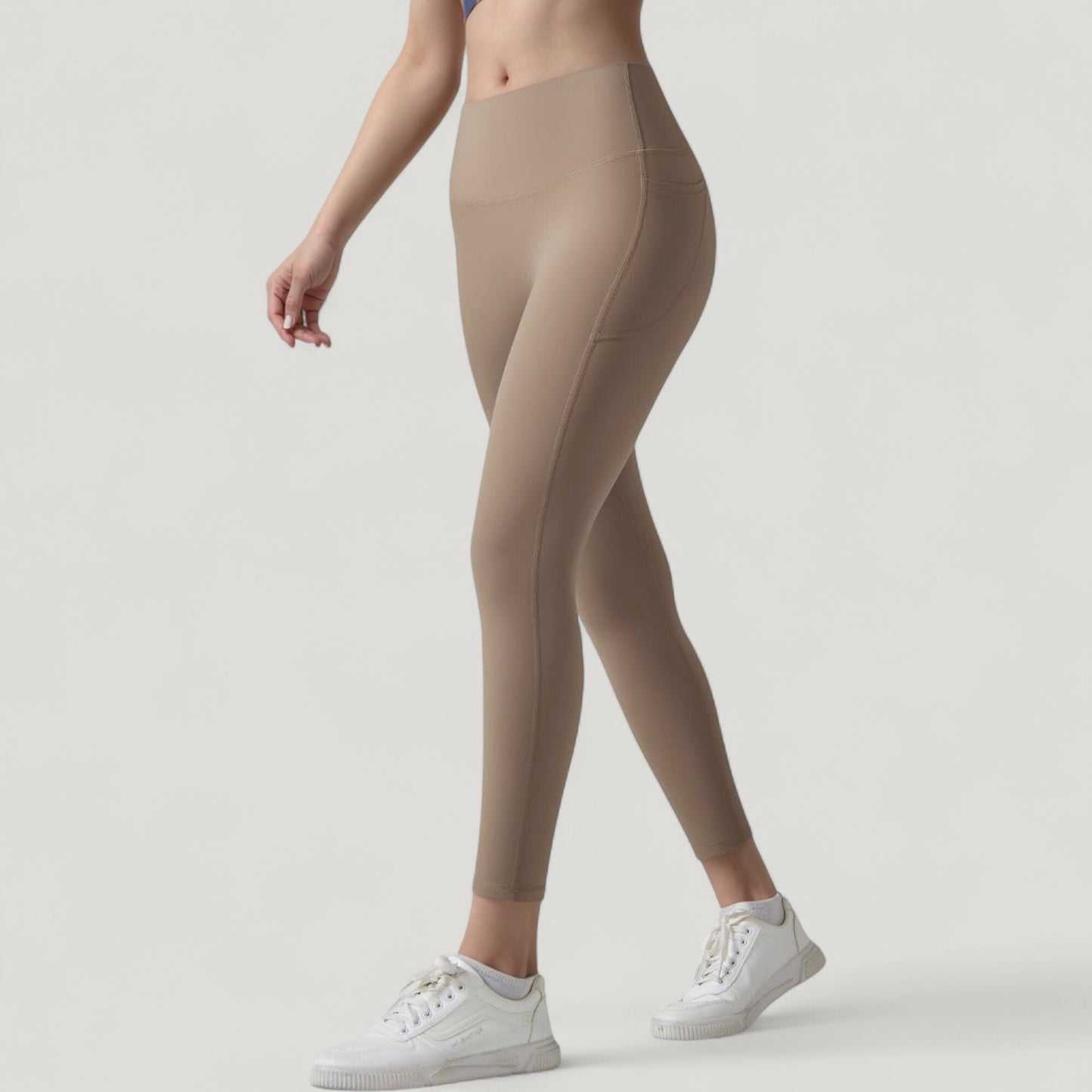 Anna-Kaci Active Women's High Waist Leggings with Side Pockets and Seamless Fitted Design for Active and Casual Wear