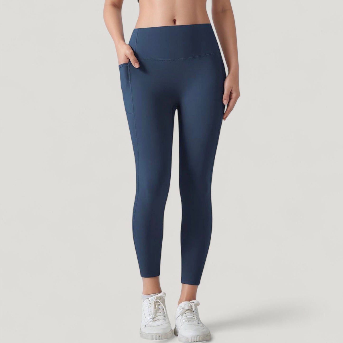 Anna-Kaci Active Women's High Waist Leggings with Side Pockets and Seamless Fitted Design for Active and Casual Wear