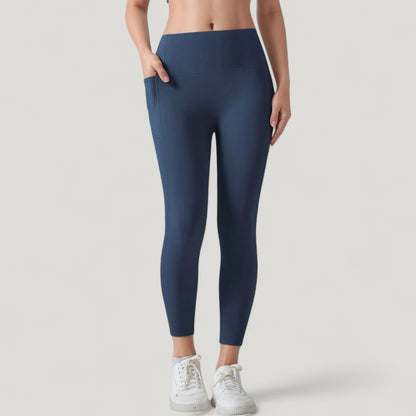 Anna-Kaci Active Women's High Waist Leggings with Side Pockets and Seamless Fitted Design for Active and Casual Wear