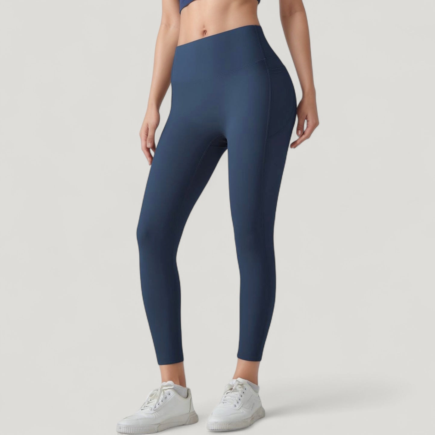 Anna-Kaci Active Women's High Waist Leggings with Side Pockets and Seamless Fitted Design for Active and Casual Wear