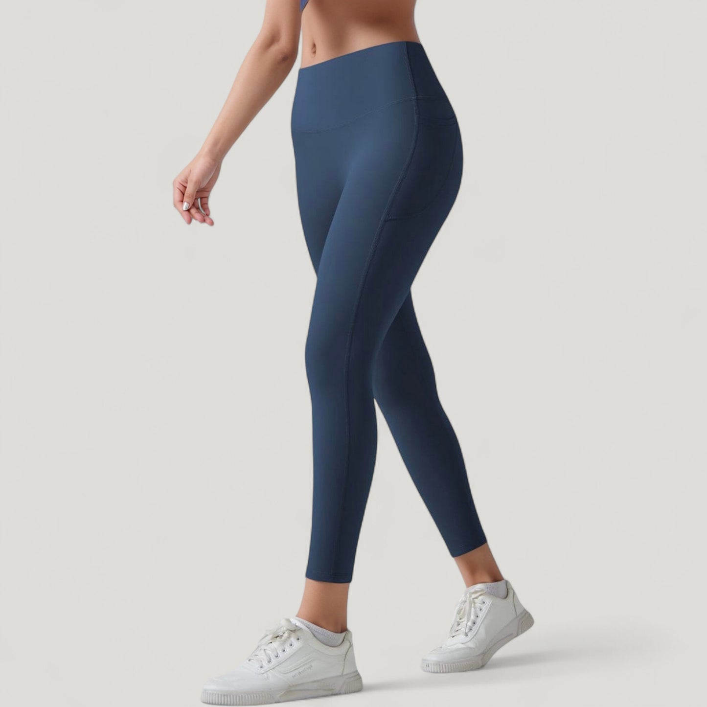 Anna-Kaci Active Women's High Waist Leggings with Side Pockets and Seamless Fitted Design for Active and Casual Wear